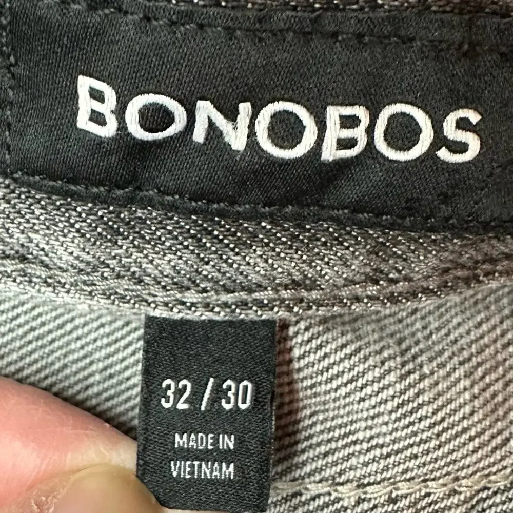 Bonobos Slim Grey Gray Mens Jeans 32 x 30 Casual Organic Cotton Blend Distressed